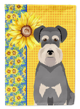 Summer Sunflowers Salt Pepper Natural Ears Schnauzer Flag Garden Size