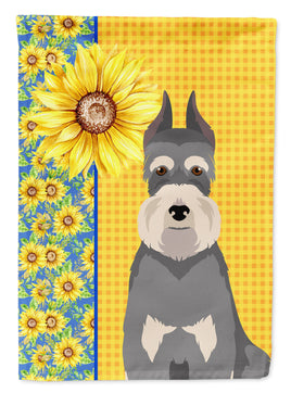 Summer Sunflowers Salt Pepper Schnauzer Flag Garden Size