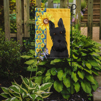 Summer Sunflowers Black Scottish Terrier Flag Garden Size