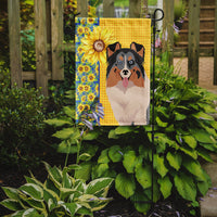 Summer Sunflowers Blue Merle Sheltie Flag Garden Size