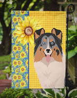 Summer Sunflowers Blue Merle Sheltie Flag Garden Size