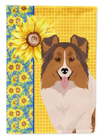 Summer Sunflowers Sable Sheltie Flag Garden Size