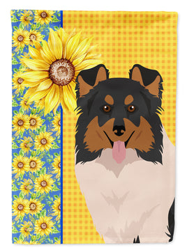 Summer Sunflowers Tricolor Sheltie Flag Garden Size