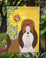 Summer Sunflowers Red and White Shih Tzu Flag Garden Size