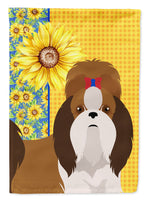 Summer Sunflowers Red and White Shih Tzu Flag Garden Size