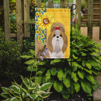 Summer Sunflowers Gold and White Shih Tzu Flag Garden Size
