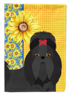 Summer Sunflowers Black Shih Tzu Flag Garden Size