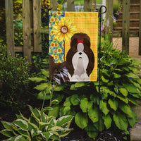 Summer Sunflowers Liver and White Shih Tzu Flag Garden Size
