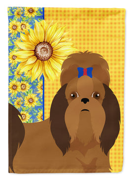 Summer Sunflowers Red Shih Tzu Flag Garden Size