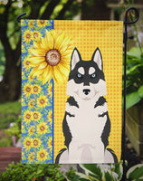 Summer Sunflowers Black Siberian Husky Flag Garden Size