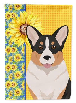 Summer Sunflowers Tricolor Cardigan Corgi Flag Garden Size
