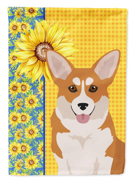 Summer Sunflowers Red Pembroke Corgi Flag Garden Size