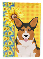 Summer Sunflowers Sable Pembroke Corgi Flag Garden Size