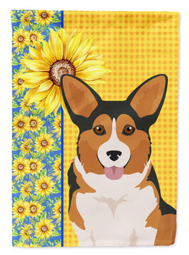 Summer Sunflowers Sable Pembroke Corgi Flag Garden Size