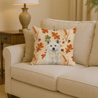 White Akita Heirloom Fall Throw Pillow
