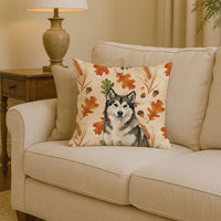 Sable and White Alaskan Malamute Heirloom Fall Throw Pillow