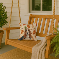 Tricolor and White Basset Hound Heirloom Fall Throw Pillow