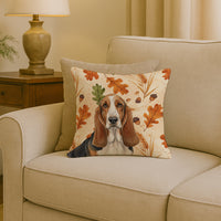 Tricolor and White Basset Hound Heirloom Fall Throw Pillow
