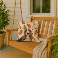 Tricolor and White Basset Hound Heirloom Fall Throw Pillow