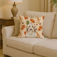 White and Tan Bearded Collie Heirloom Fall Throw Pillow
