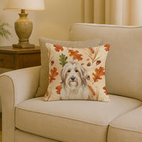 White and Tan Bearded Collie Heirloom Fall Throw Pillow
