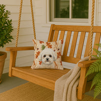 White and Cream Bichon Frise Heirloom Fall Throw Pillow