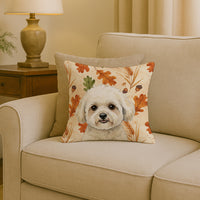 White and Cream Bichon Frise Heirloom Fall Throw Pillow