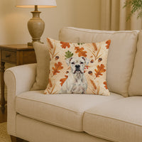 White Boxer Heirloom Fall Throw Pillow