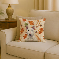 White Bull Terrier Heirloom Fall Throw Pillow