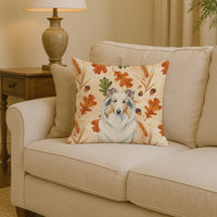 White Collie Heirloom Fall Throw Pillow
