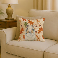 White Collie Heirloom Fall Throw Pillow