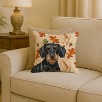 Wirehaired Black and Tan Dachshund Heirloom Fall Throw Pillow