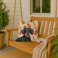 Wirehaired Black and Tan Dachshund Heirloom Fall Throw Pillow
