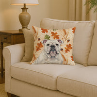 White English Bulldog Heirloom Fall Throw Pillow