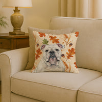 White English Bulldog Heirloom Fall Throw Pillow
