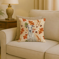 White Greyhound Heirloom Fall Throw Pillow