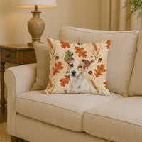 White and Tan Jack Russell Terrier Heirloom Fall Throw Pillow