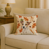 White and Tan Jack Russell Terrier Heirloom Fall Throw Pillow
