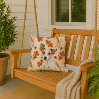 White and Tan Jack Russell Terrier Heirloom Fall Throw Pillow