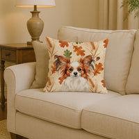 White with Red Papillon Heirloom Fall Throw Pillow