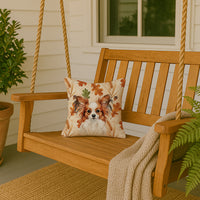 White with Red Papillon Heirloom Fall Throw Pillow