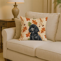 Standard Black Poodle Heirloom Fall Throw Pillow