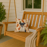 Tricolor Rat Terrier Heirloom Fall Throw Pillow