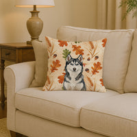 Siberian Husky Heirloom Fall Throw Pillow