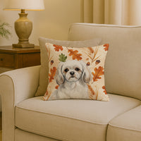 White Tibetan Spaniel Heirloom Fall Throw Pillow