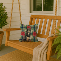 Black & Tan Afghan Hound Christmas PoinsettIas Throw Pillow