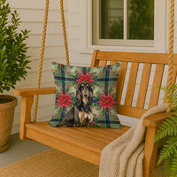 Black & Tan Afghan Hound Christmas PoinsettIas Throw Pillow