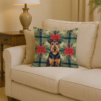 Airedale Terrier Christmas PoinsettIas Throw Pillow