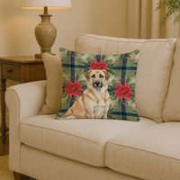 Anatolian Shepherd Dog Christmas PoinsettIas Throw Pillow