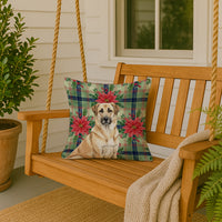 Anatolian Shepherd Dog Christmas PoinsettIas Throw Pillow